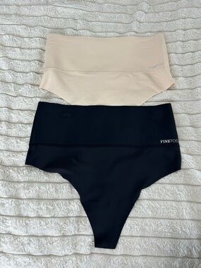 New High-Waist Thong set - Black & Nude